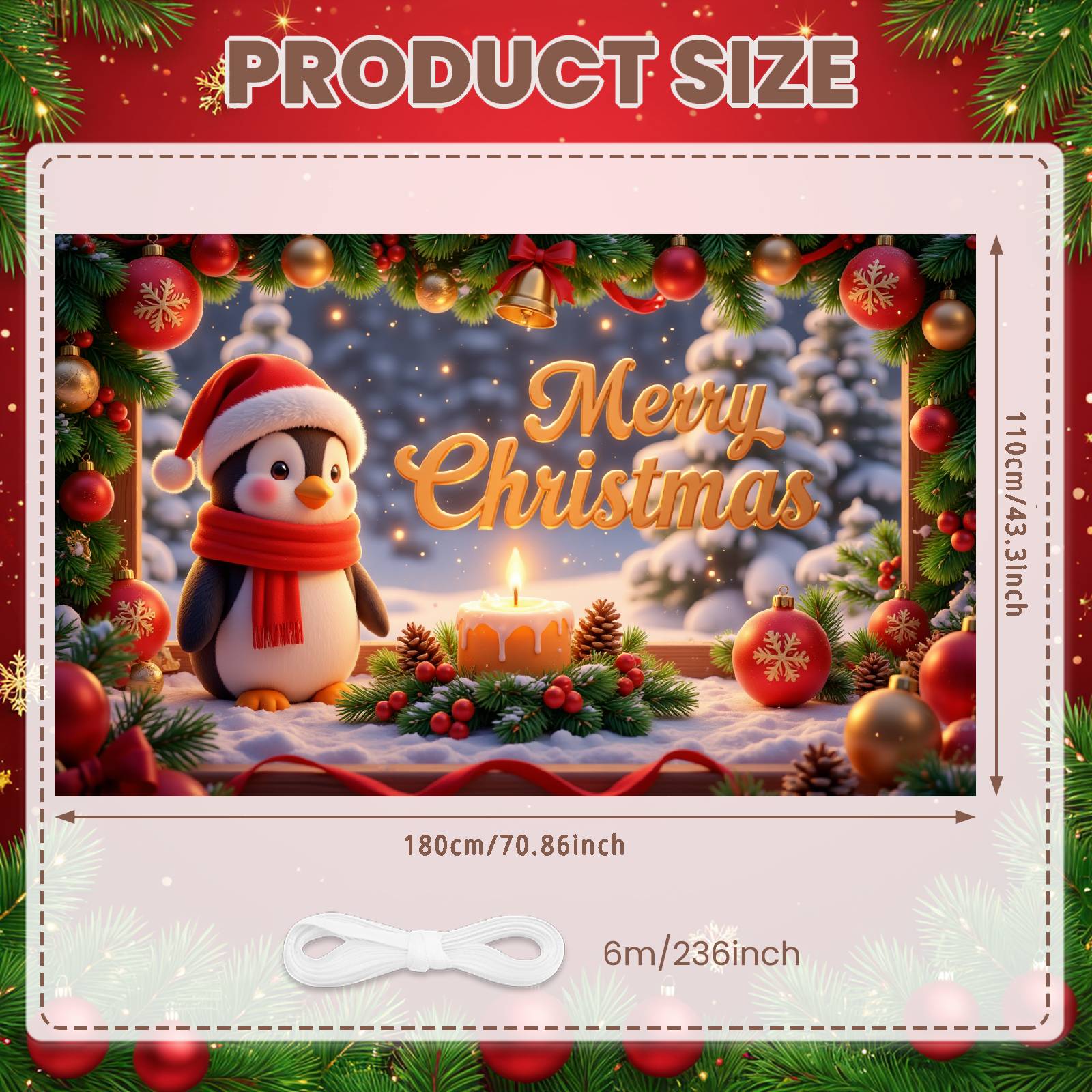 Penguin Christmas Banner Penguin Xmas Backdrop Winter Backdrop Christmas Tree Christmas Decor Banner For Photo Backdrop Family