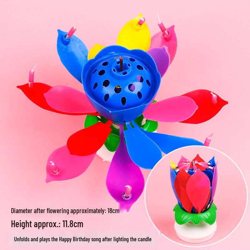 Rotating Singing Lotus Candle - Creative Retro Cake Decoration