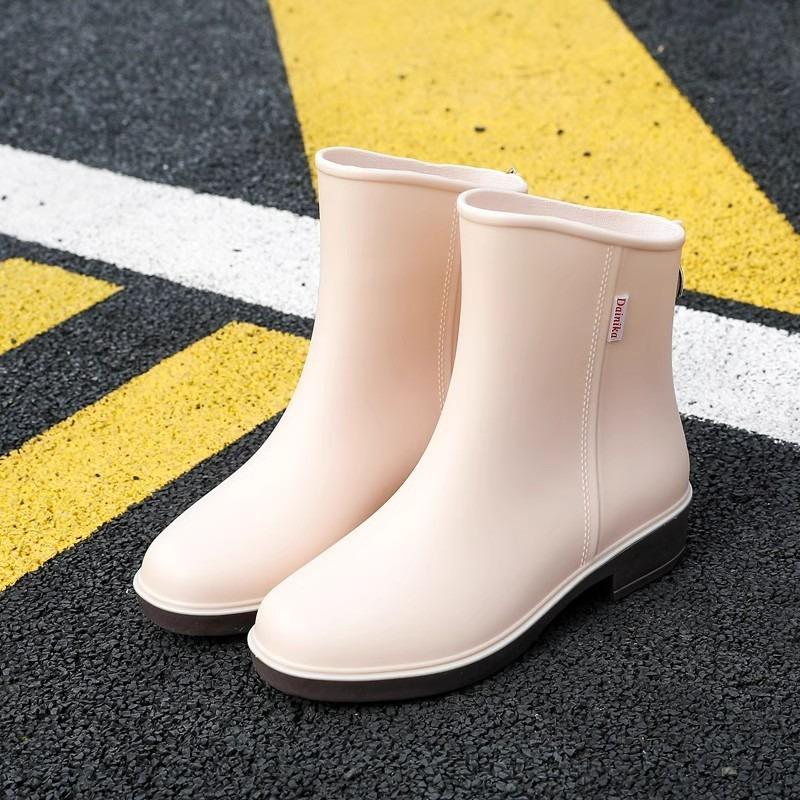 Rain shoes women's fashion outer wear water shoes adult work medium tube non-slip kitchen car wash rubber shoes summer rain boots