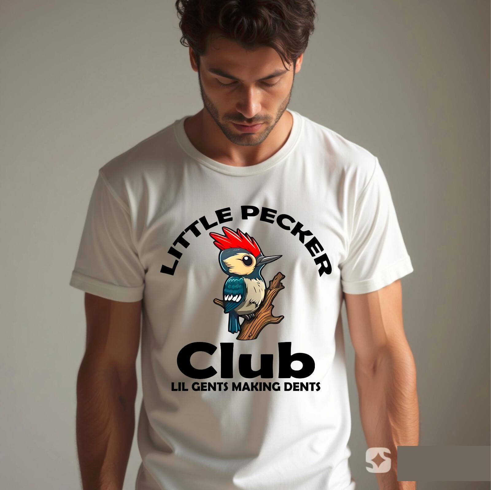 Funny Little Pecker Club T-Shirt Woodpecker Graphic Men Women Tee XL
