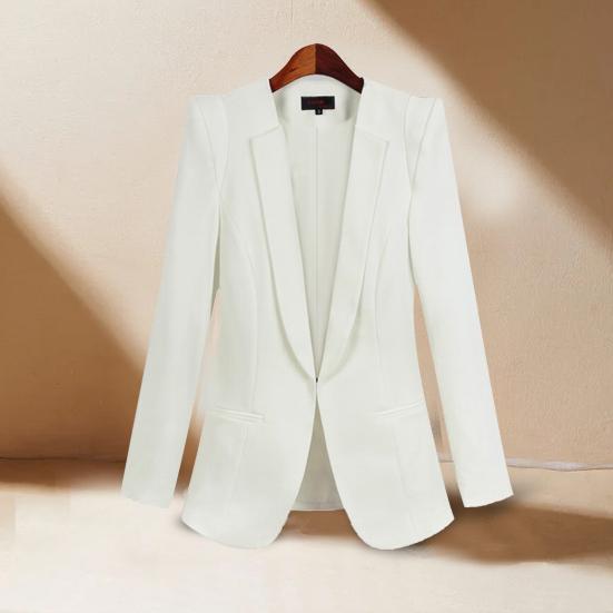 Women Blazer Notched Neck Long Sleeves Solid Color Spring And Autumn Female Slim