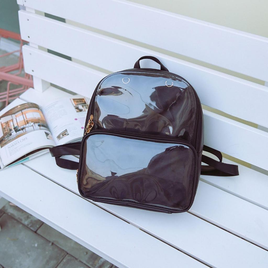 Harujio Ita Bag Backpack, Perfect for Otaku Activities, Plush Toy, Black and White, Leather-Look Backpack, Women's and Men's, Cute, Stylish, Popular