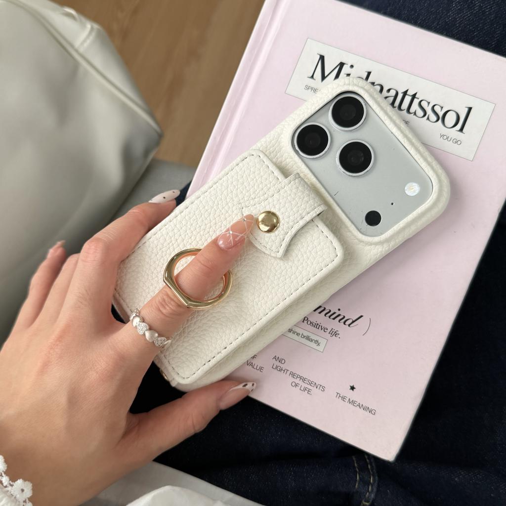 Crossbody Long Lanyard Vertical Card Solt Ring Holder Leather Wallet Case for iPhone 17 Pro Max 16 Plus 15 14 13 12 11 Bag Cover