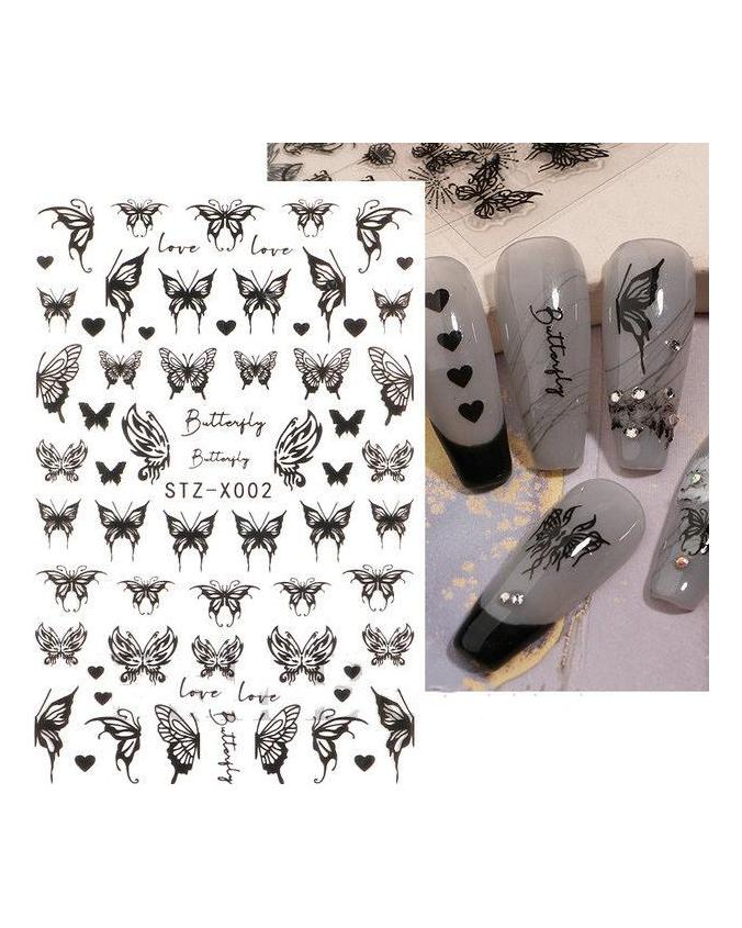 Laser Nail Stickers Butterfly Heart Star Design Adhesive Slider Decals Nail Art Stickers Manicure Decorations