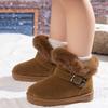 Girls Snow Boots Simple Furry Hairy Winter Boots for Children Warmth Outdoor Kids  Plush Boots Ankle Non-slip Versatile