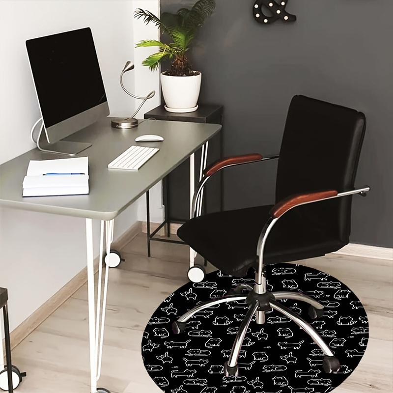 1pc Cats Pattern Black White Minimalist Design Round carpet, Perfect for Decorating Chairs, Living Rooms, Or Bedrooms, for Living Room.064 80cm by 80cm