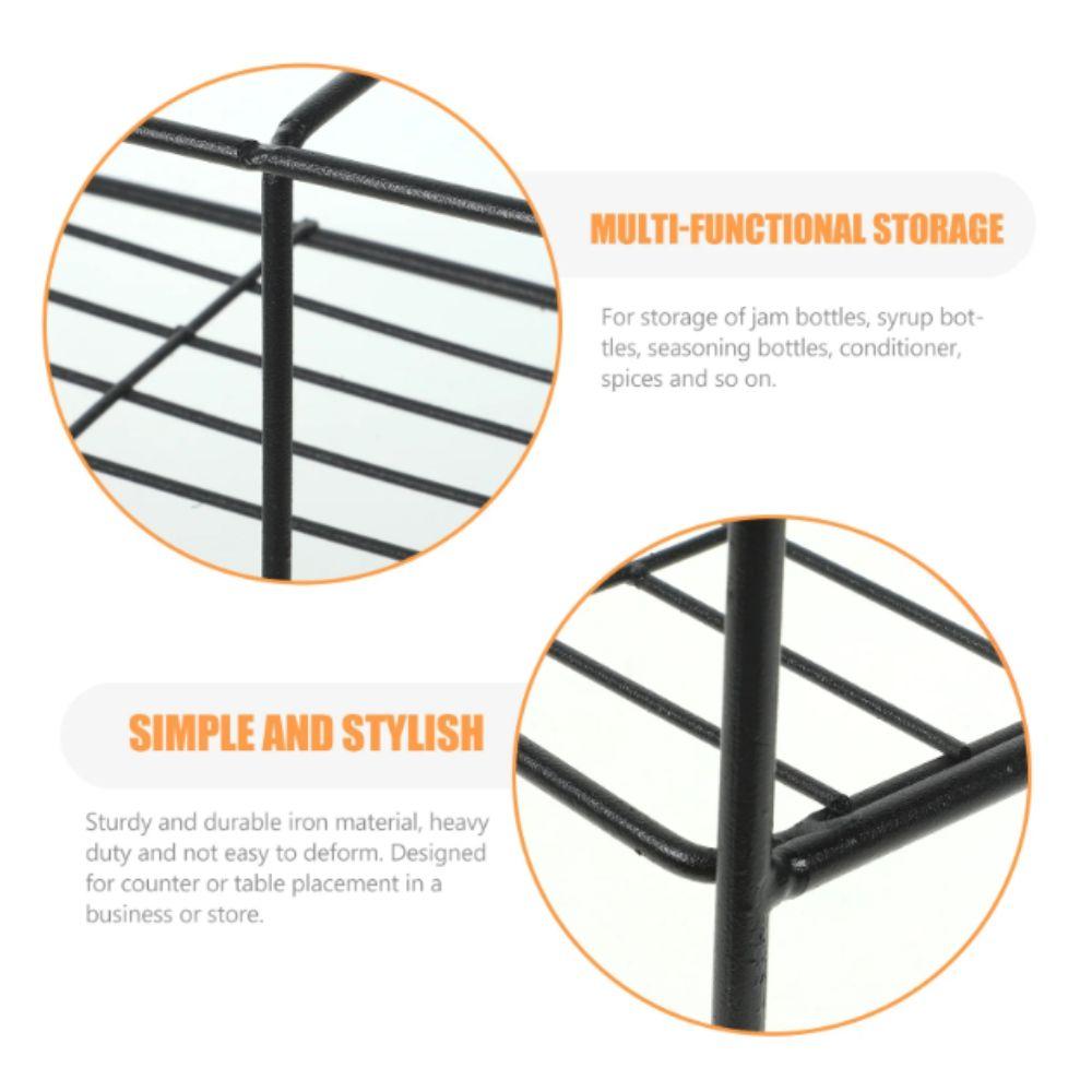 Suporte de Exibição para Garrafas de Xarope Cor Preta Metal Premium Porta-Temperos Suporte para Bebidas Bancada de Cozinha