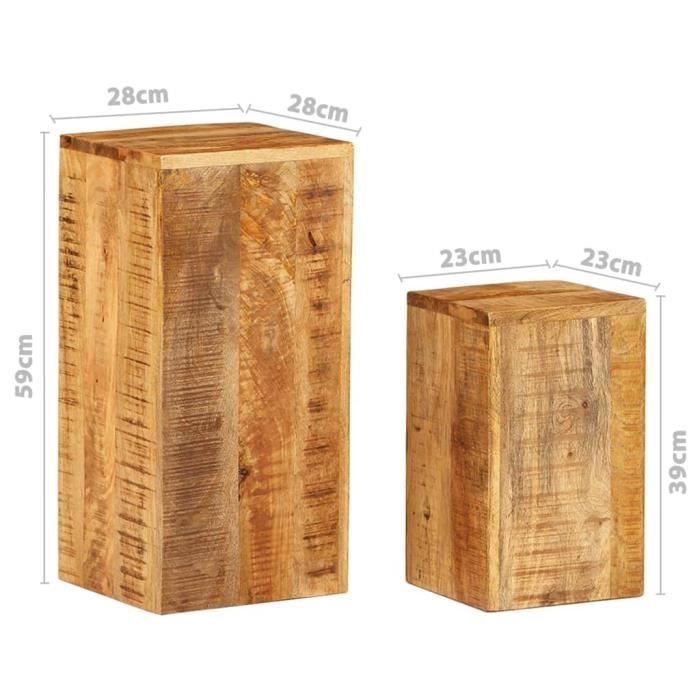 VidaXL Tables d'appoint 2 pcs Bois de manguier solide