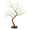 Bonsai LED Table Lamp with Pearl Gold Leaves & Silver Branches - Decorative Night Light & Christmas Tree Decor