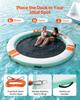 Inflatable Floating Dock, 3.66 M Round Inflatable Dock Platform, Non-Slip Water Air Mat with Portable Carrying Bag and Detachable Ladder, Floating