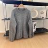 Premium sense super good-looking soft waxy gray sweater women's lazy style new milk wear with a small top