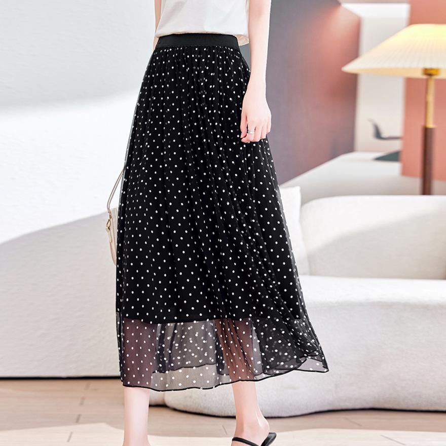 Summer New Light and Thin Mulberry Silk Skirt Elastic Waist Pendulum Temperament Silk Umbrella Skirt