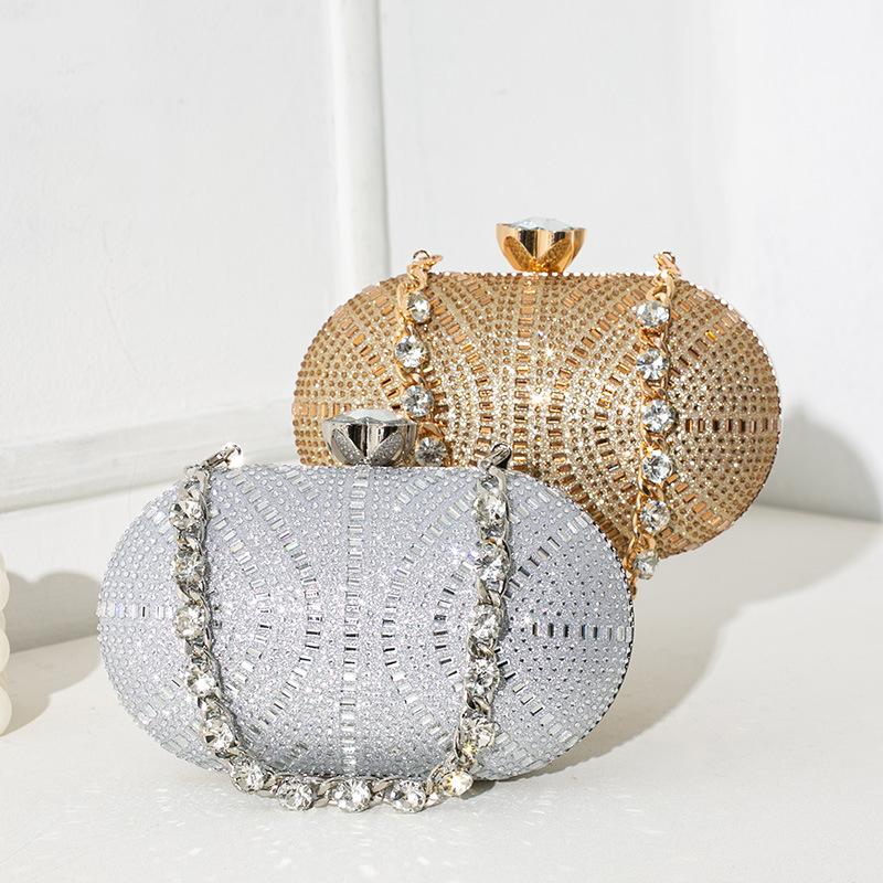 Clutch Bag Banquet Celebrity Diamond Gold Shiny Dinner Bag Small Handbag Fashion Temperament Rhinestone Chain Handbag