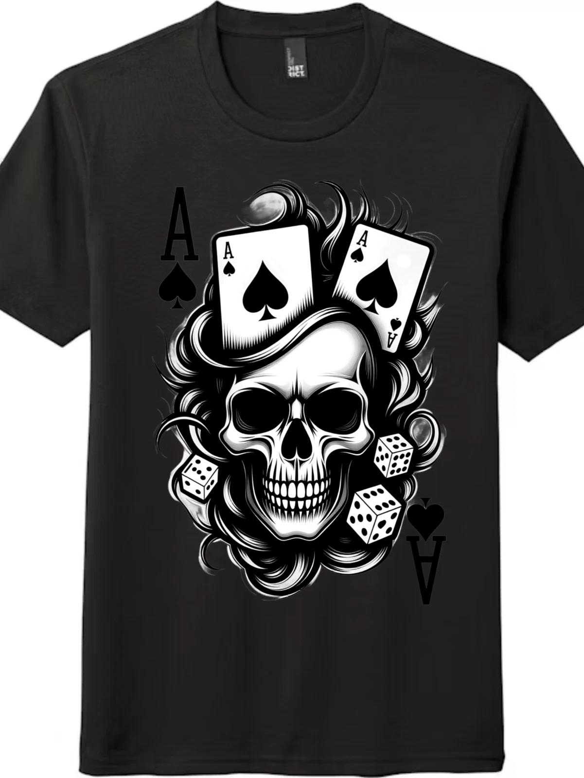 Skull High Roller Graphic Tee | Ace of Spades & Dice Unisex T-Shirt M