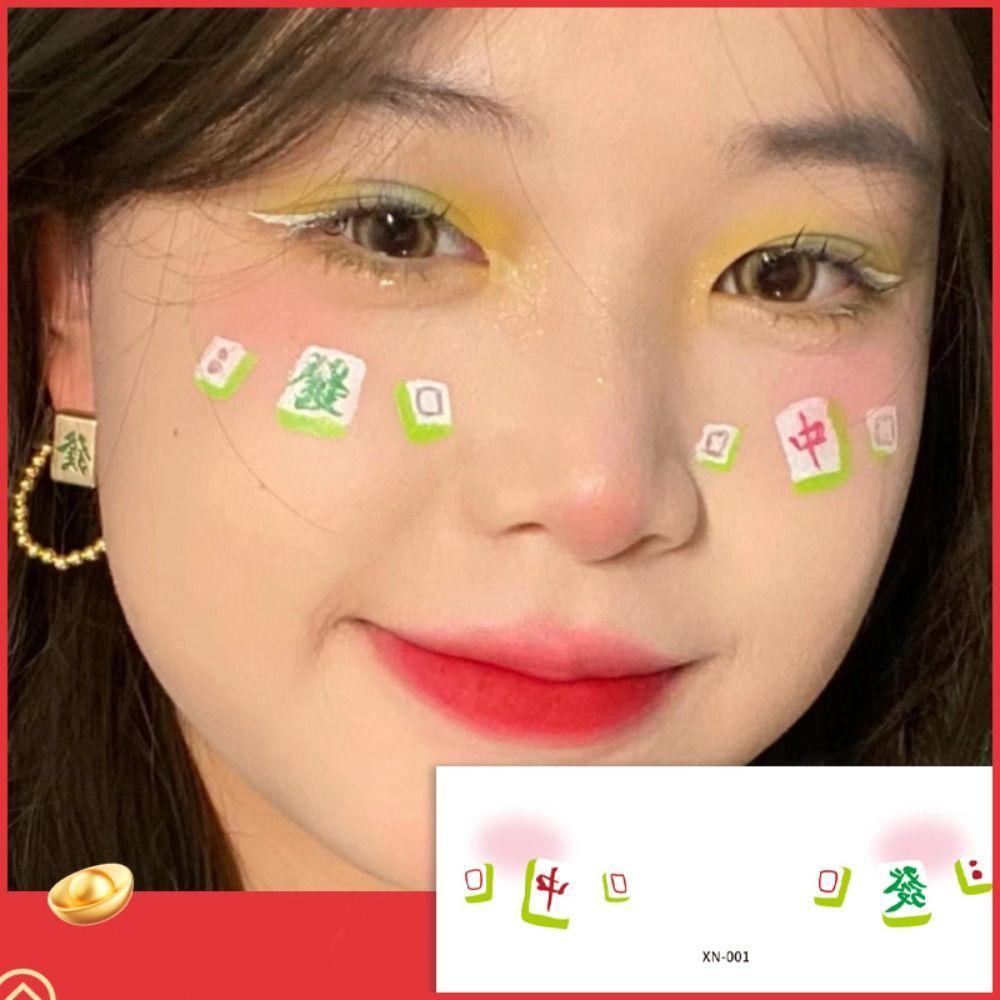 Long Lasting New Year Face Tattoo Waterproof Cheek Temporary Tattoo  Festival Holiday Events