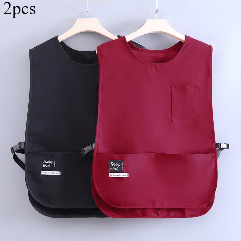 

2pcs Waterproof Oil-Resistant Vest Apron for Barista Home Kitchen & Restaurant Workwear Fashion Waistcoat Design Polyester Apron 63x49cm