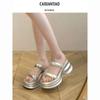 Wear foreign-style thick-soled heightened sandals for women's 2026 summer new Korean version of fashionable versatile casual slippers