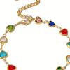 Fashion Women's Bracelet with Colorful Heart Gem Stones - Adjustable Gold Chain Jewelry for Daily Wear