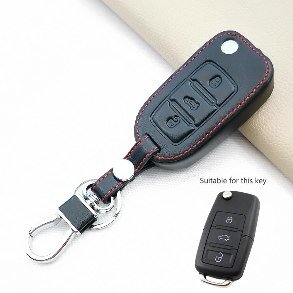 For Vw Volkswagen Golf 7 Mk7 Tiguan Mk2 For Seat Ateca Leon Fr 2 Ibiza For Skoda Octavia A7 Leather Car Key Case Cover