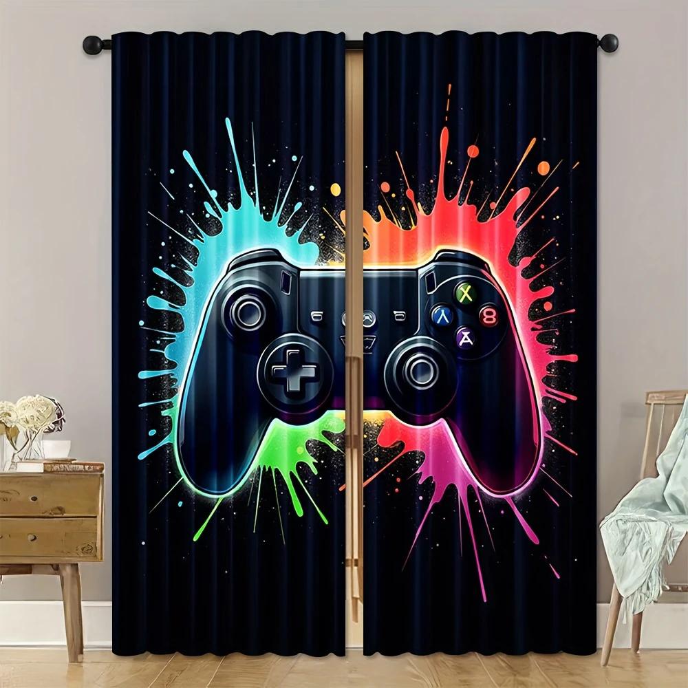 Modern Game Controller Design Printed Curtains Pole Bag Home Decoration Room Made Of Polyester
