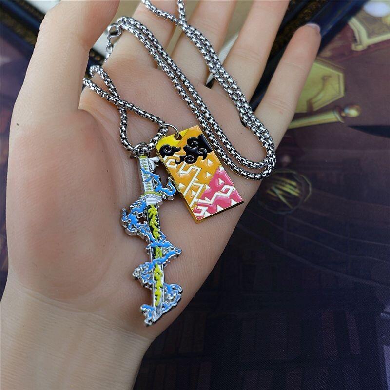 Demon Slayer Kamado Tanjirou Necklace Rengoku Kyoujurou Merchandise Cute Creative Cartoon Figures Fashion Costume Party