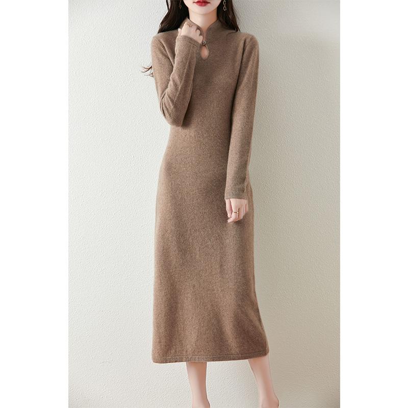 Women's Cashmere Dress Qinghe Cashmere 30% Cashmere 70% Wool Autumn and Winter Cashmere Skirt Soft and Warm