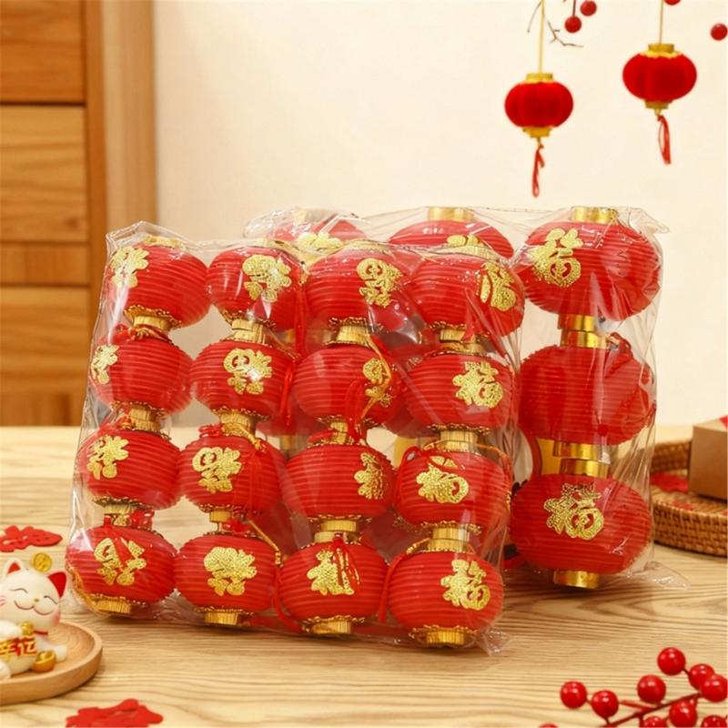 Waterproof Plastic Chinese Lanterns Hanging Ornament For Tree Window Door Wedding Chinese Spring Festival Decoration