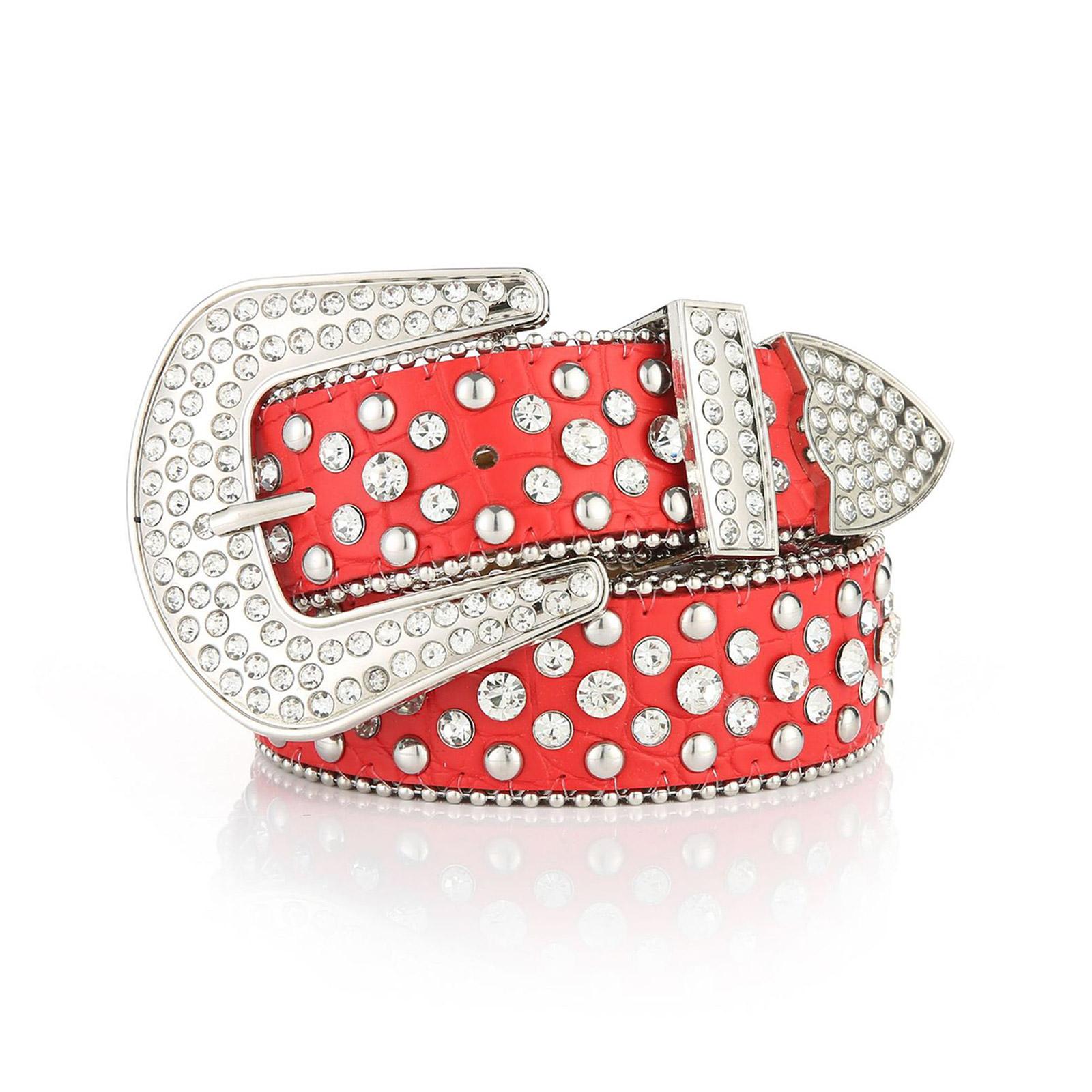 

Adjustable Rhinestone Waist Belts for Jeans Glitter Belt for Woman Cowboy Cowgirl Teens Female Jeans Skirt Waistband червоний