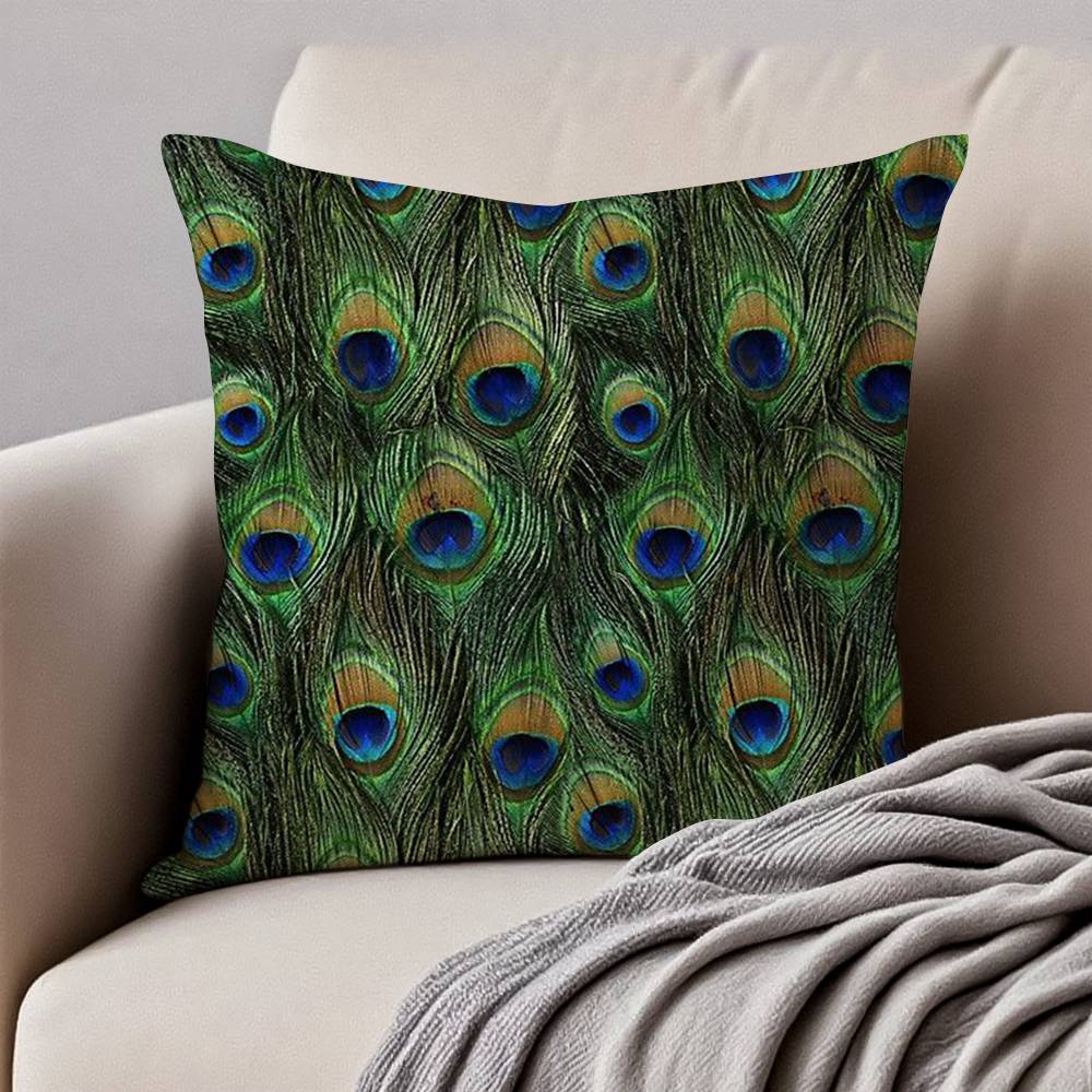 

P-Наволочка с перьями павлина, Наволочка против пылевых клещей, Невидимая молния, Шелковистый короткий плюш, Чехол на подушку для дивана 12x12Inch