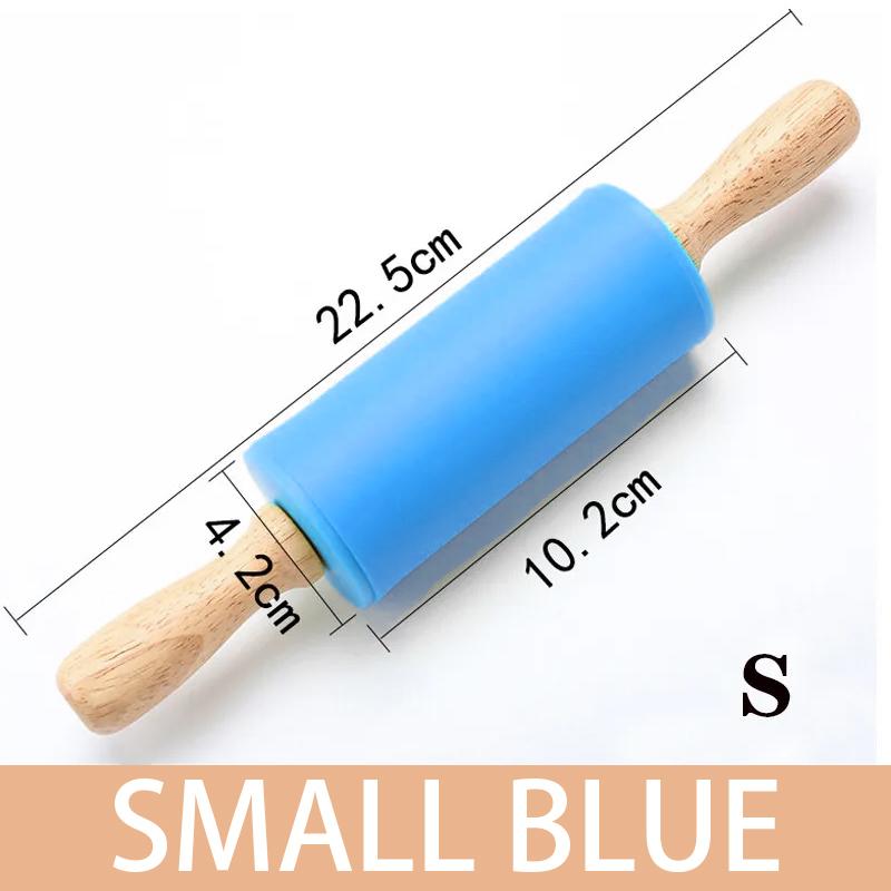 Non-Stick Silicone Rolling Pin Wooden Handle Pastry Dough Flour Roller Kitchen Cooking Baking Tool For Pasta Cookie Dough