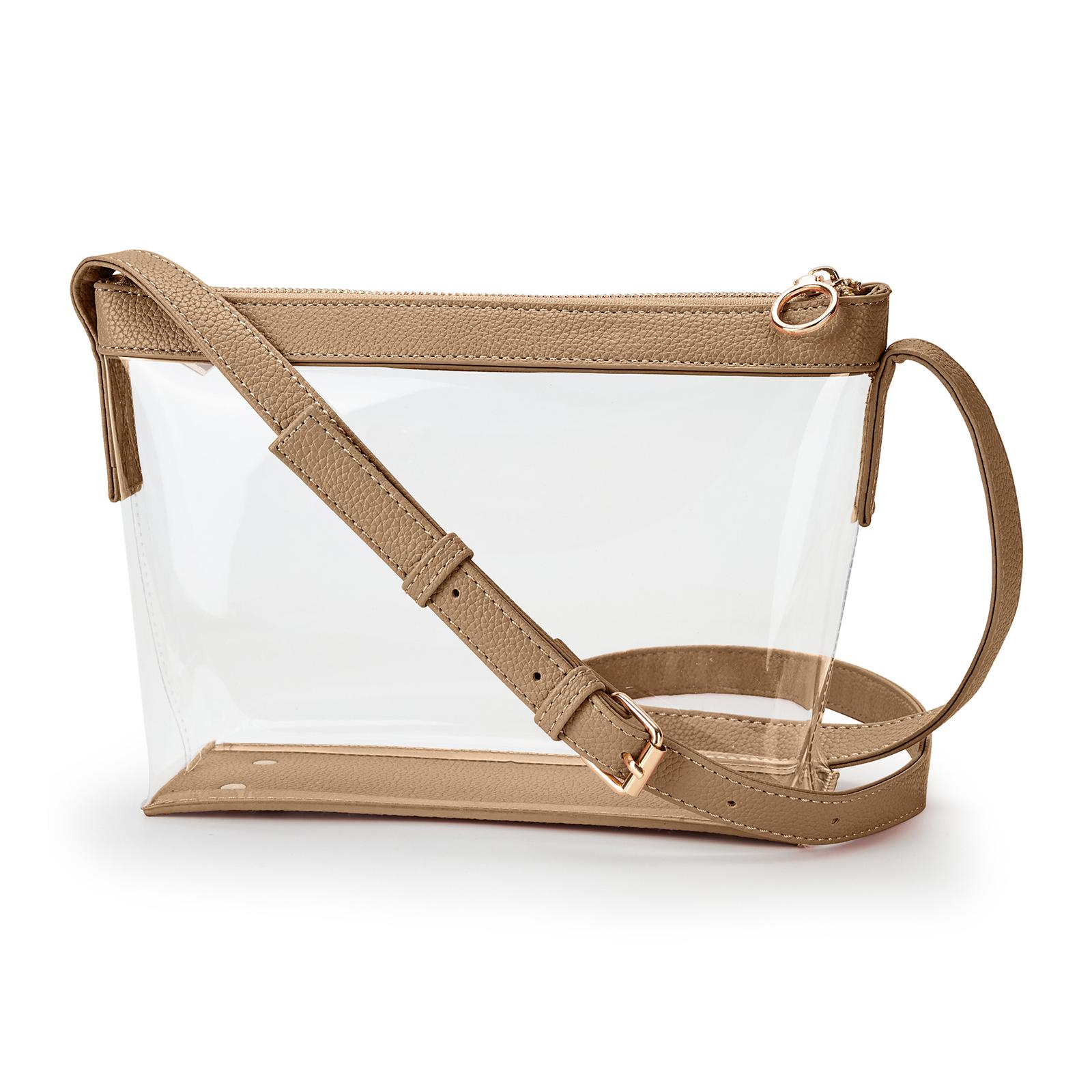 

Transparent Crossbody Bag Single Shoulder PVC Waterproof Lightweight for Women светло-коричневого