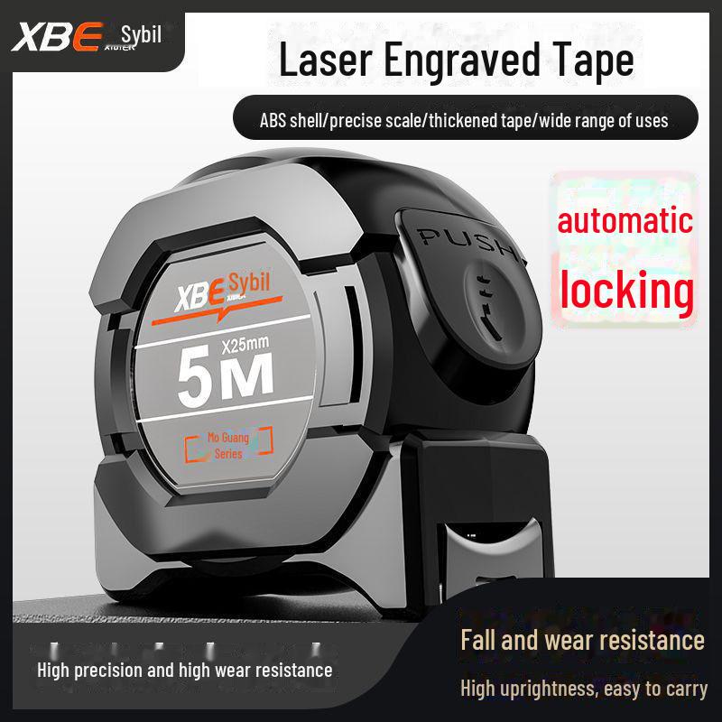 High-tech 5-meter Fluorescent Ruler with Reinforced, Wear-resistant Casing and Precise Black Gold Tape Measure.