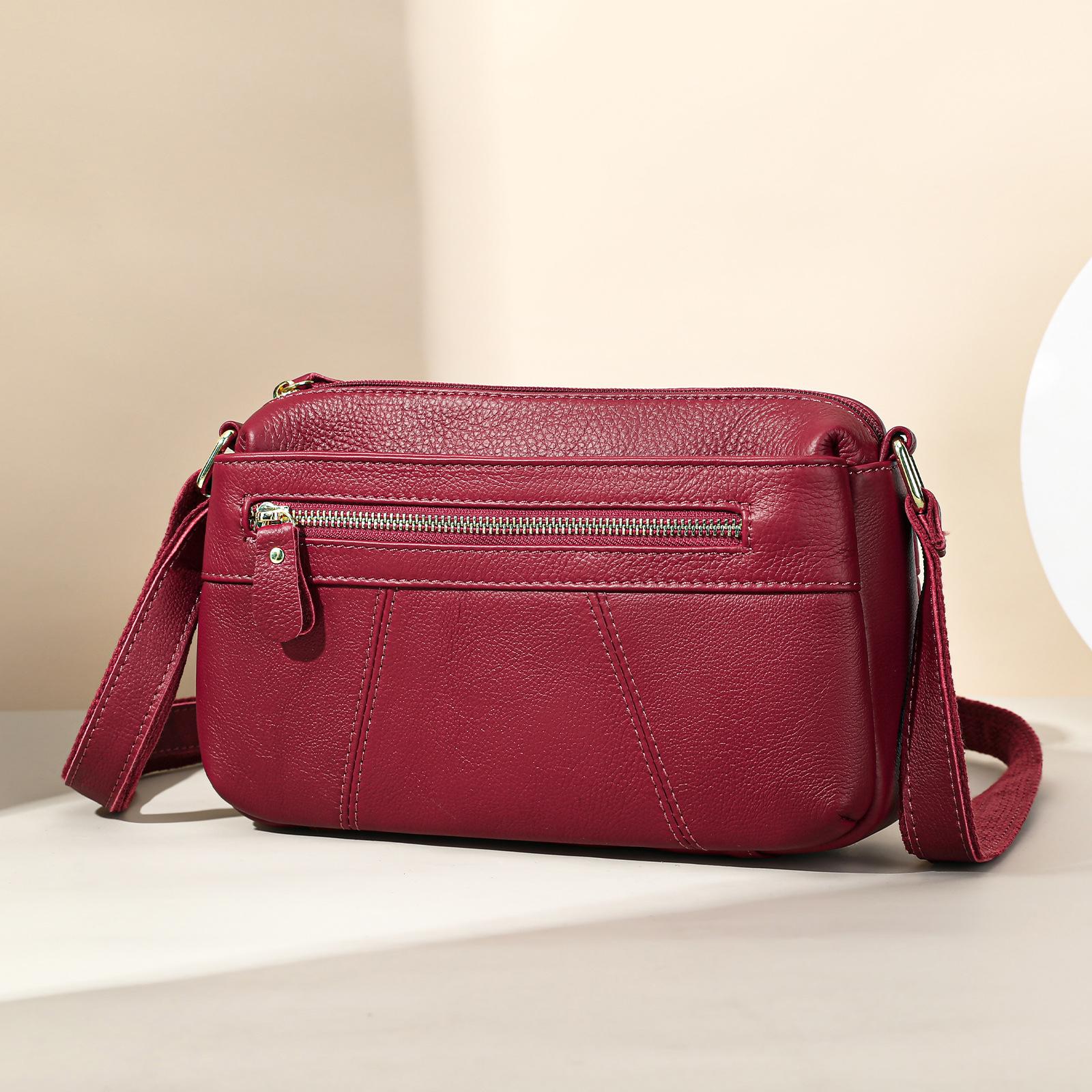 

Повседневная женская сумка из натуральной кожи, сумка через плечо для поездок на работу, модная и простая сумка на одно плечо из натуральной кожи красный