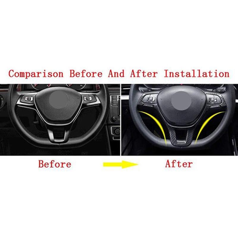 A42M-Car Steering Wheel Cover Carbon Fiber Steering Wheel Decorative Frame For Golf 7 MK7 POLO- 2014-2016 MK6 2017
