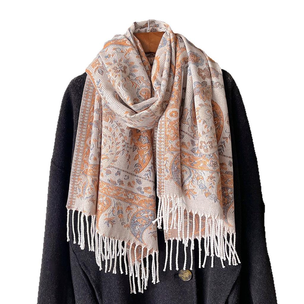 Explosion Imitation Cashmere Scarf Women's Ethnic Style Shawl Cape Thickened Warm Fringed Women's Scarf