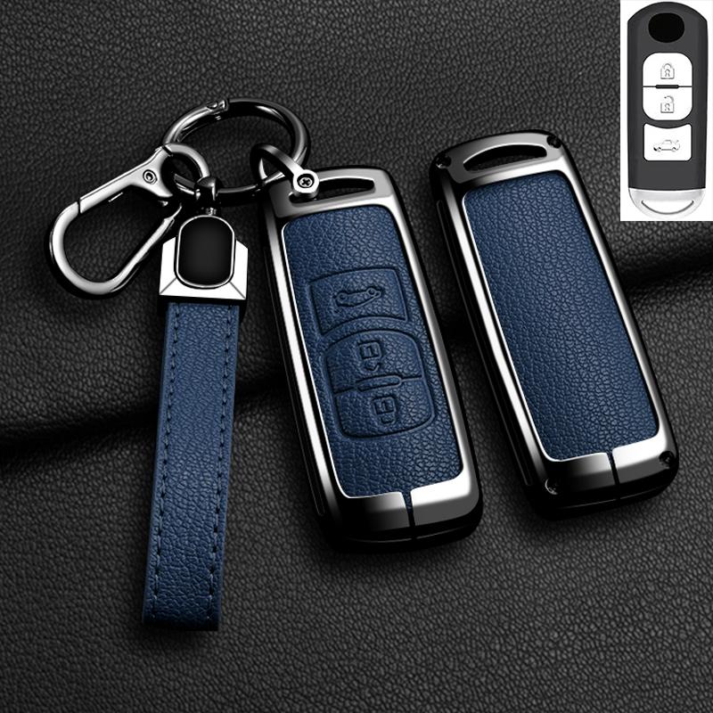 Zinc Alloy Car Key Cover Holder for Mazda Axela Atenza 3 2 6 CX3 CX5 CX30 CX8 CX9 MX5 RX7 RX8 SKYACTIV Remote Protector Keychain