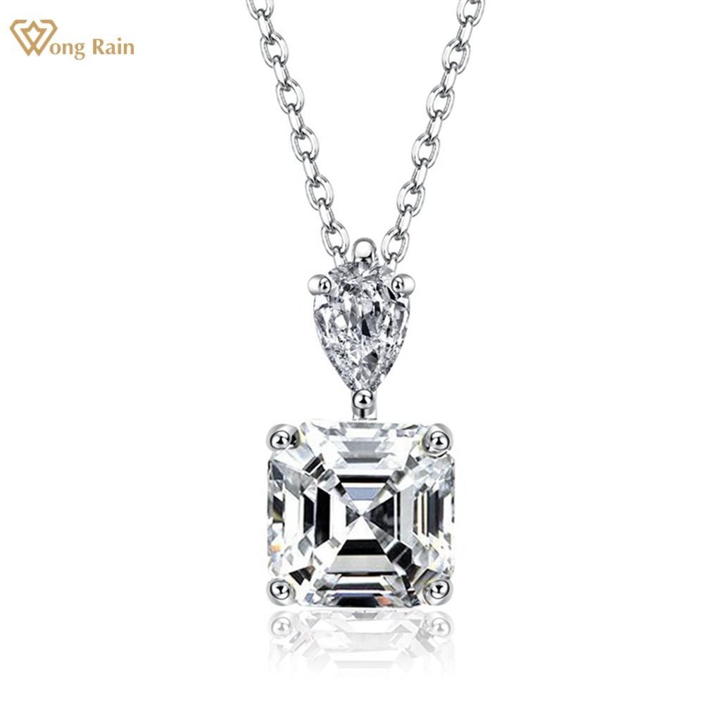 

Wong Rain Classic 925 пробы серебро Asscher Cut 3CT AAAAA цирконы с драгоценными камнями кулон ожерелье для женщин свадебная вечеринка изысканные ювелирные изделия 45cm белый