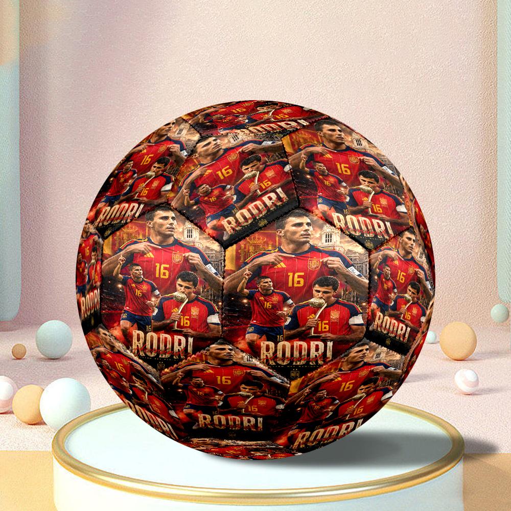 Spain's Rodri Celebration Size 5 Soccer Balls, Anti-Slip, Protective Football, Outdoor Sport, a Unique Gift Suitable for Him/her, Birthdays