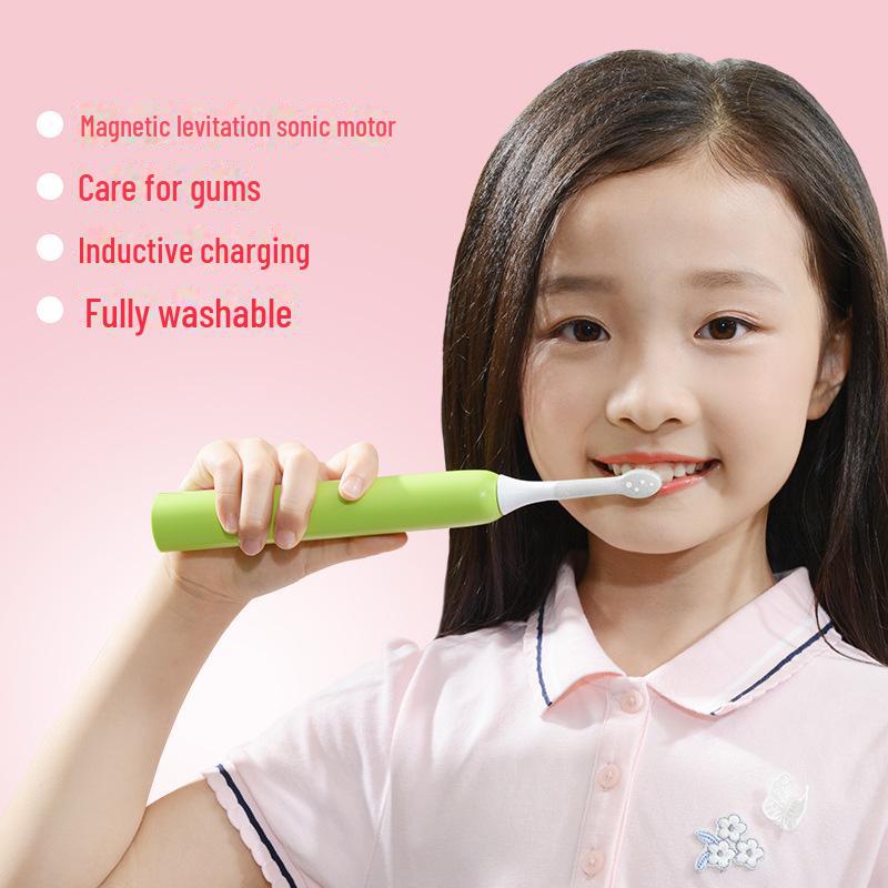 

Детская электрическая зубная щетка: Беспроводная, Магнитная левитация, Звуковая, Мягкая щетина, Для детей от 2 до 12 лет зелёный