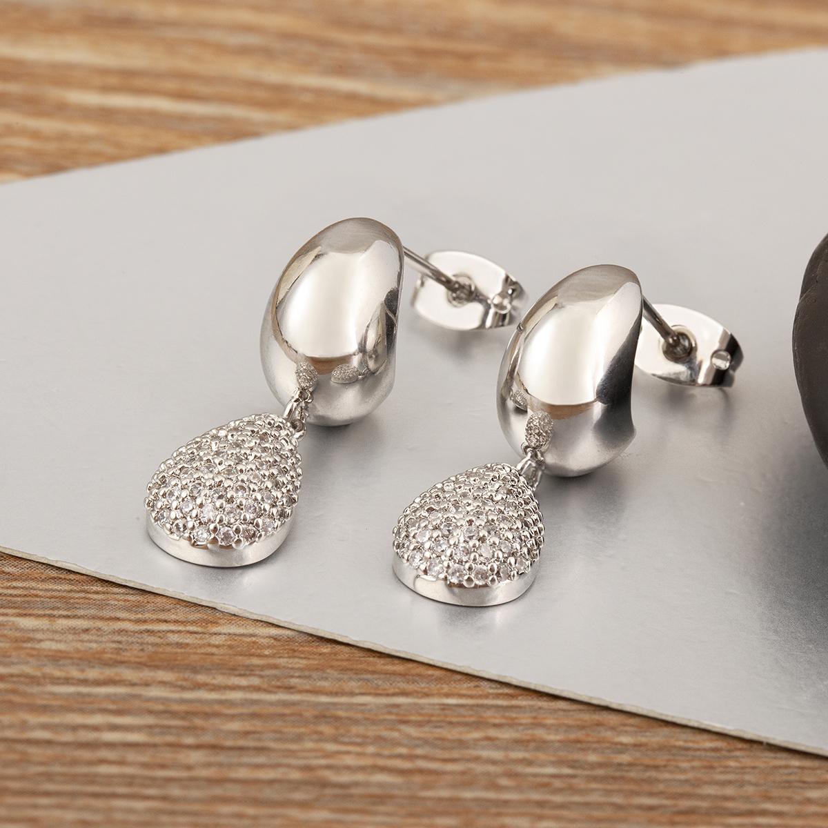 

Nidin Hot Sale Waterdrop/Star Shape Sparkling Zircon 2 Styles Drop Earrings For Women Fashion Cute Ear Jewelry Accessories Gifts