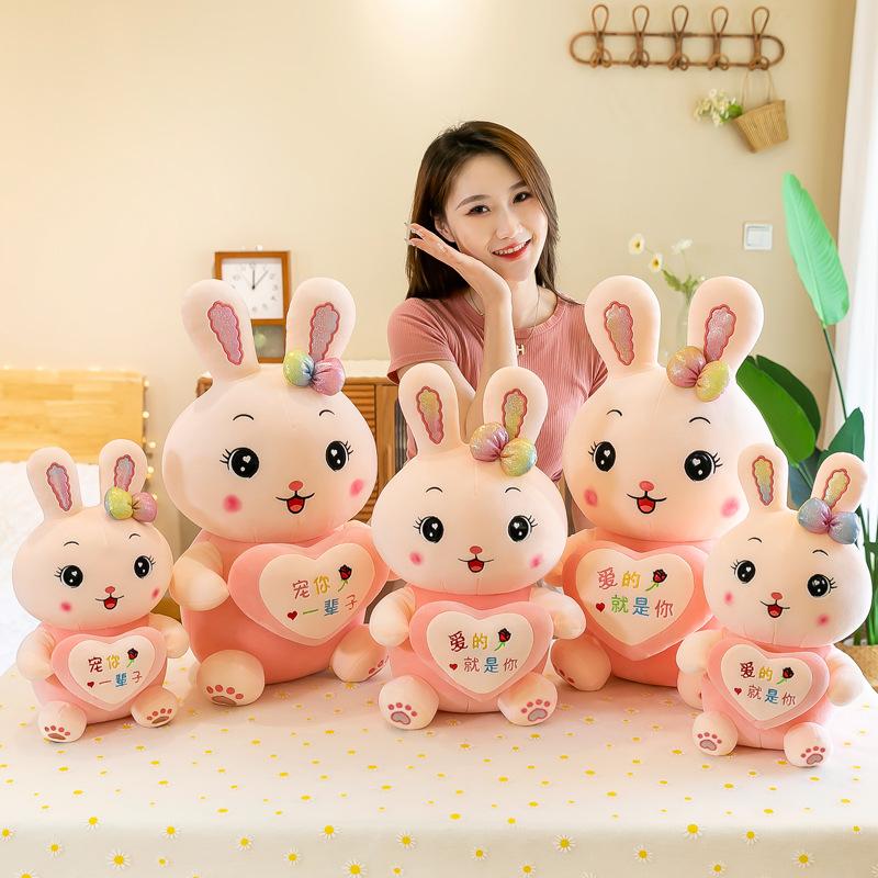 New Couple Rabbit Doll Plush Toys Hug Little Rabbit Pillow Year of Rabbit Mascot Birthday Gift for Women