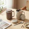 Insulated Coffee Travel Mug with Handle 304 Stainless Steel Thermal Tumbler Leakproof Thermos Water Bottle Dual Drink Straw Cup