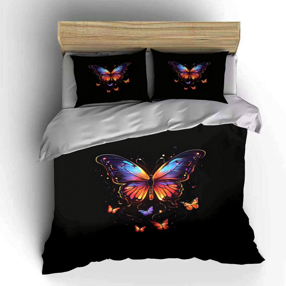Colorful Butterfly Wall Set Soft Comfortable Duvet Cover Bedding Set Included 1*Duvet Cover & 2*Pillowcases, Gift