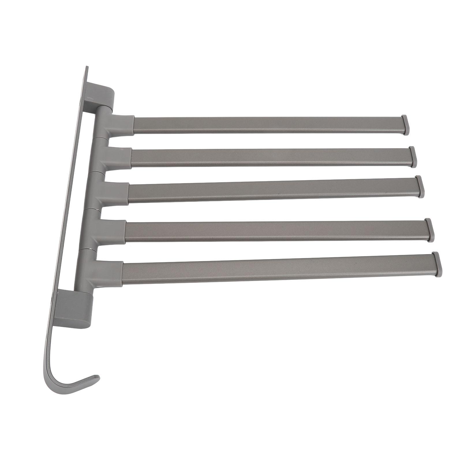 

Towel Rack 5 Arm Towel Bar Wall Mounted Punch Bathroom Dual Use Storage Rack