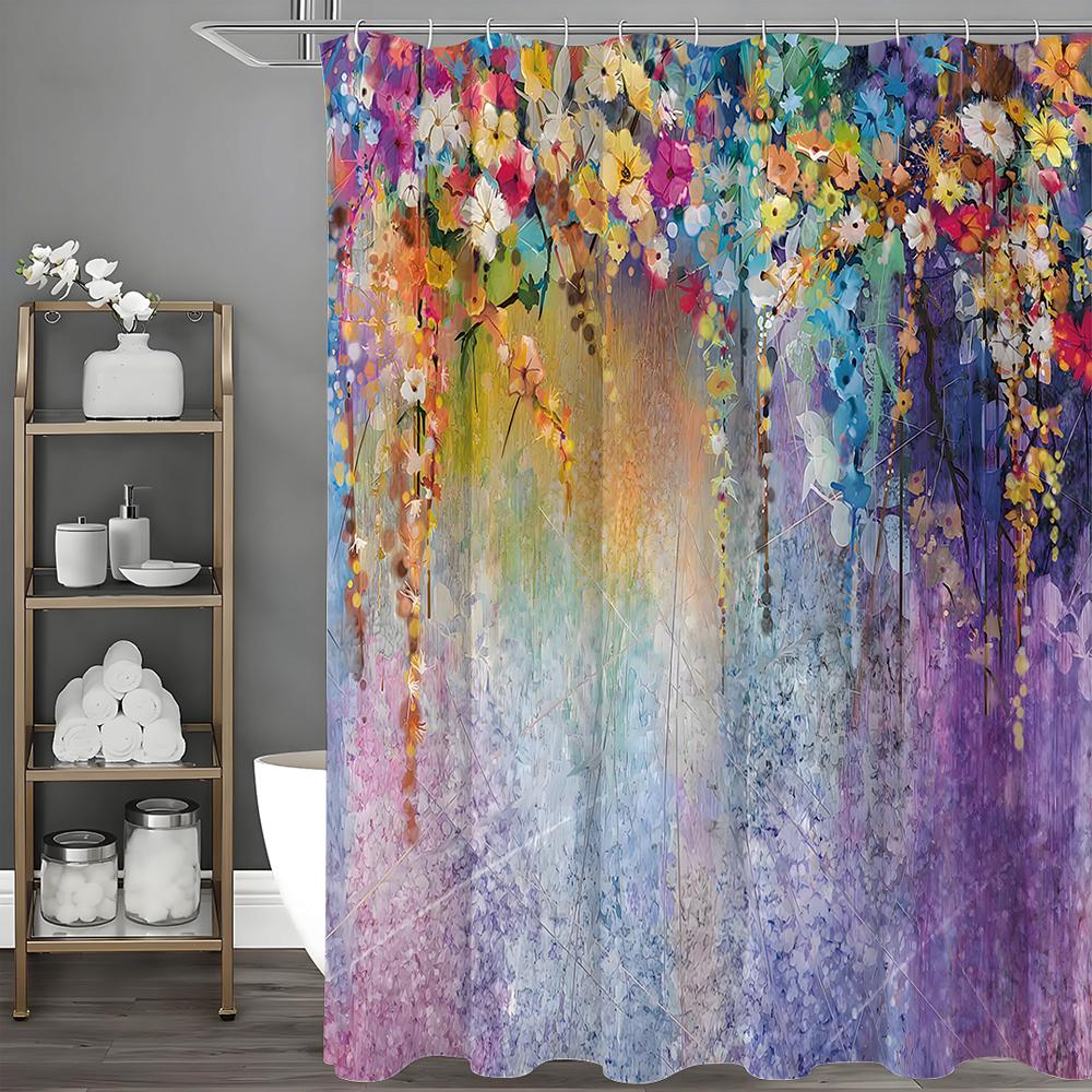Floral Shower Curtain, Abstract Herbs, Alternative Medicines, Flowers, Ivy, Blossoms, Shrubs, Floral Designs, Bathroom Decorativ