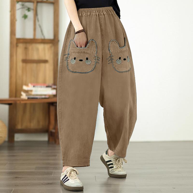 

ZANZEA Женские повседневные укороченные брюки свободного кроя с эластичной талией 5XL хаки