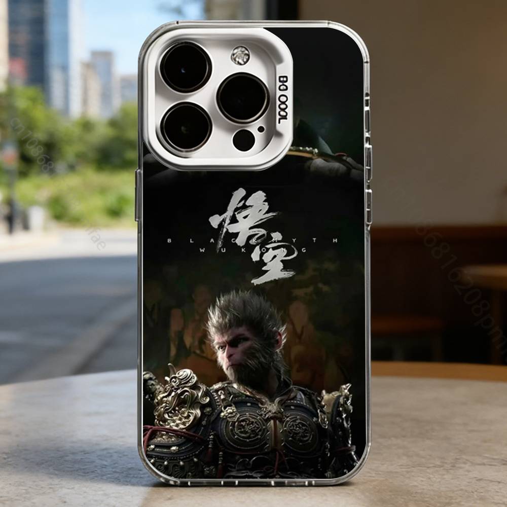 B-Black Myth Wukong White Shockproof Phone Case For iPhone 16,15,14,13,12,11,Pro,XS,Max,Plus,Mini,SE
