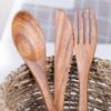 Reuseable Home Portable Acacia Wooden Flatware Utensils Set Cutlery Tableware Knife Fork Spoon