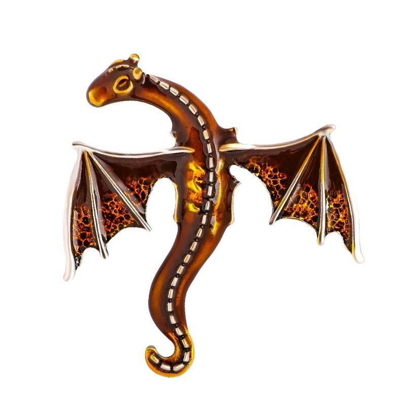 Retro Dripping Oil Cartoon Flying Dragon Shape Men's Accessories Jewelry Brooch