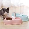 Pet Drinking Bowl Feeder Double Bowl Plastic Automatic Drinking Bottle